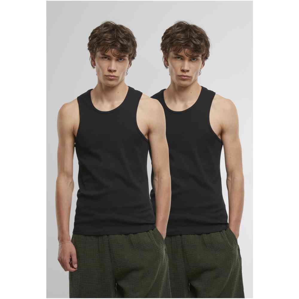 Urban Classics - Ribbed Undershirt 2Pack Tanktop - Black/Black